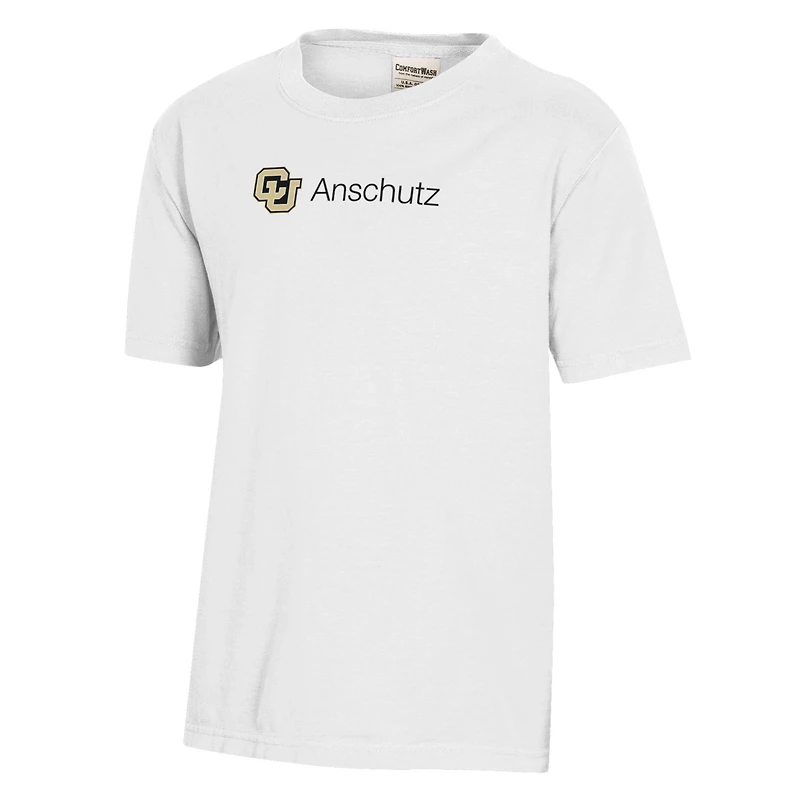 T-shirt blanc délavé pour jeunes avec logo du campus médical Colorado Anschutz