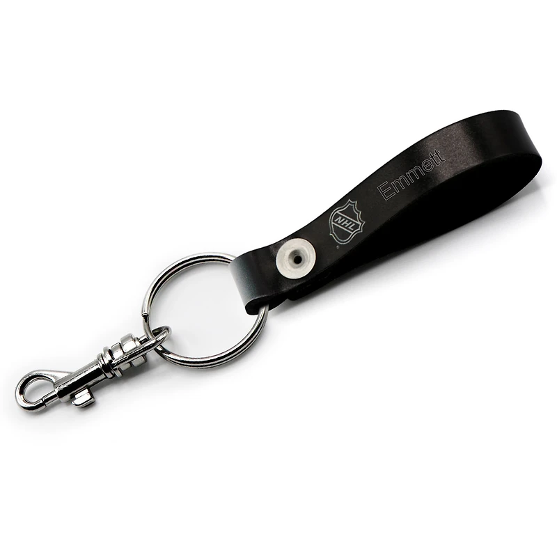 Black Colorado Avalanche Personalized Leather Loop Keychain