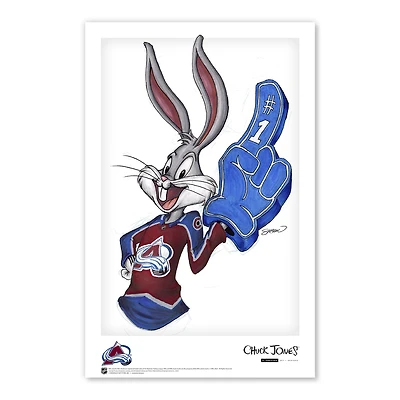 Affiche imprimée de Bugs Bunny Colorado Avalanche 11" x 17" Looney Tunes