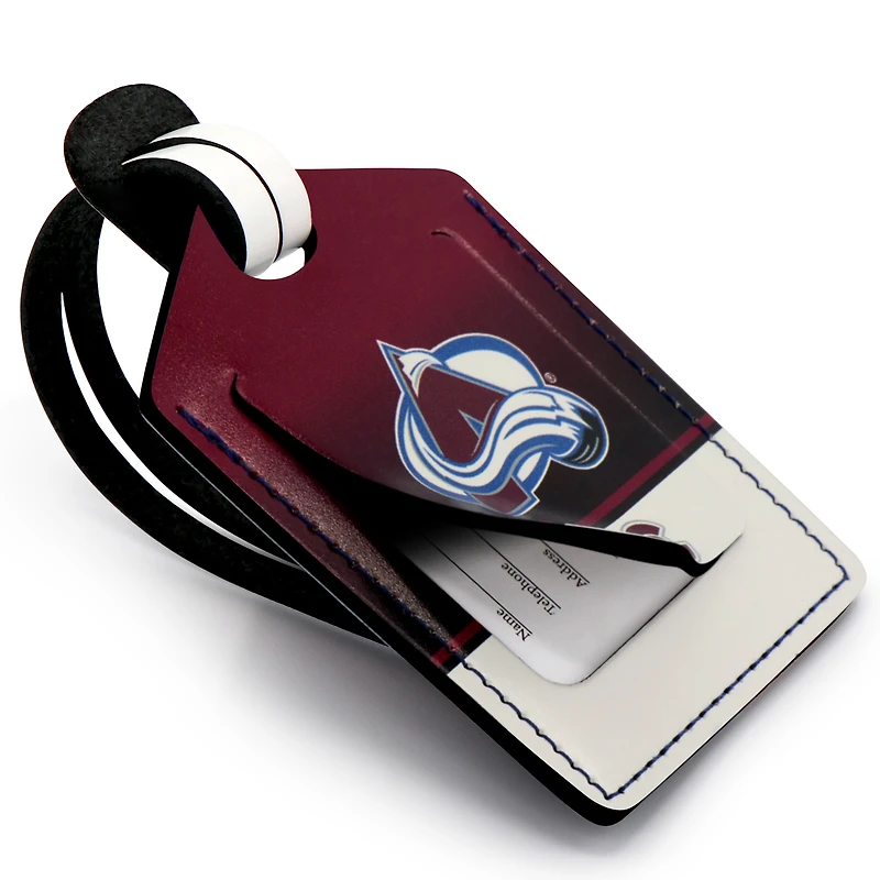 Burgundy Colorado Avalanche Personalized Leather Luggage Tag