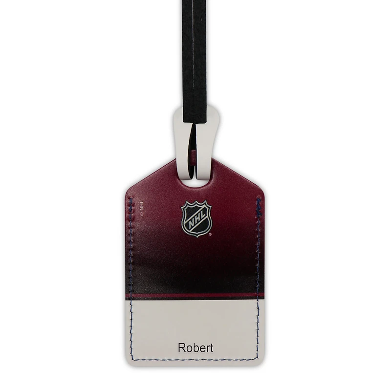 Burgundy Colorado Avalanche Personalized Leather Luggage Tag