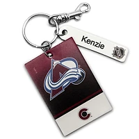 Burgundy Colorado Avalanche Personalized Leather Rectangle Keychain