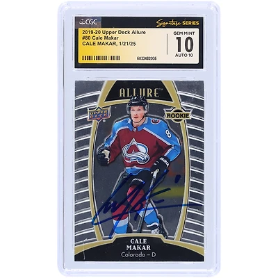 Carte recrue autographiée 2019-20 Upper Deck Allure #80 de Cale Makar Colorado Avalanche, CGC Fanatics, authentifiée 10/10
