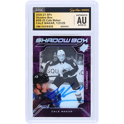 Cale Makar Colorado Avalanche Autographié 2020-21 Upper Deck SPX Shadow Box #SB-25 CGC Fanatics Witnessed Authenticated Auto 10 Card