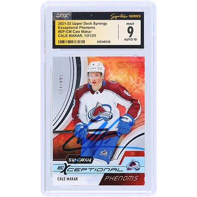 Cale Makar Colorado Avalanche Autographié 2021-22 Upper Deck Synergy Exceptional Phenoms #EP-CM #/899 CGC Fanatics Witnessed Authenticated 9/10 Card