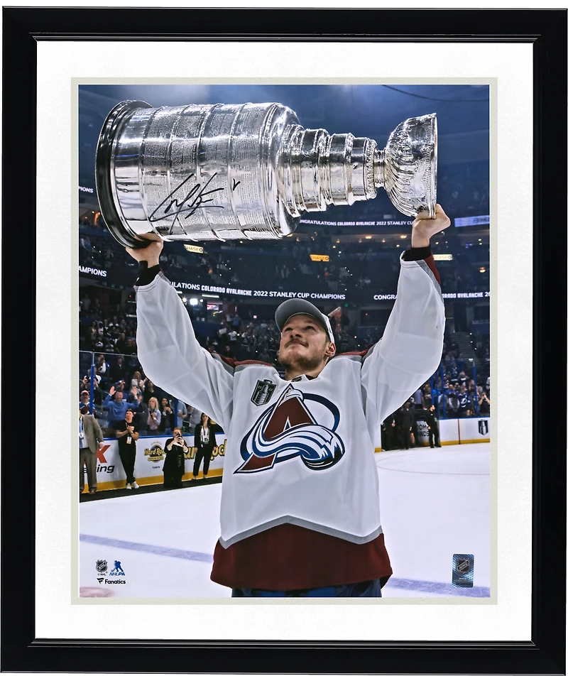 Cale Makar Colorado Avalanche Autographed 2022 Stanley Cup Champions 16" x 20" Raising Cup Photograph