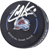 Rondelle de jeu officielle Inglasco 2022-23 autographiée par Cale Makar Colorado Avalanche