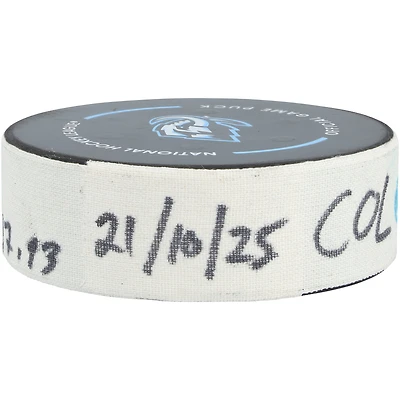 Cale Makar Colorado Avalanche Game-Used Goal Puck vs. Utah Mammoth on October 21, 2025