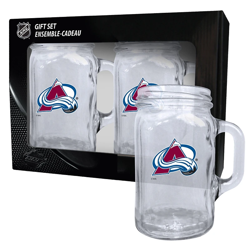 Colorado Avalanche 2-Pack 16oz. Ensemble de tasses maçon