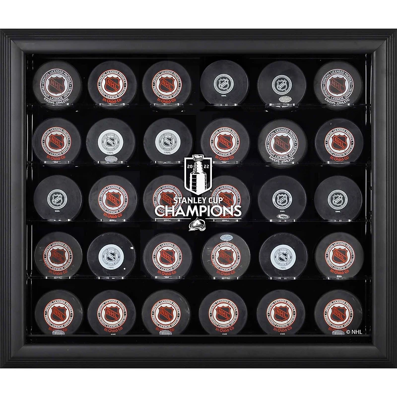 Colorado Avalanche 2022 Stanley Cup Champions Black Framed 30-Puck Logo Display Case
