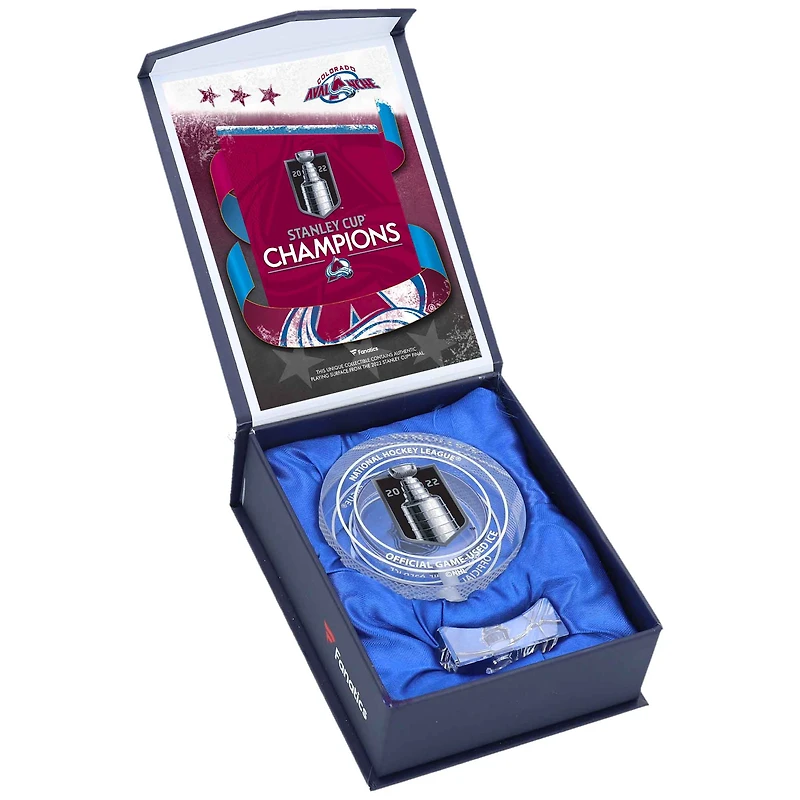 Rondelle de cristal Stanley des champions de la Coupe Stanley 2022 de l'Avalanche du Colorado - Remplie de glace de la finale de la Coupe Stanley 2022