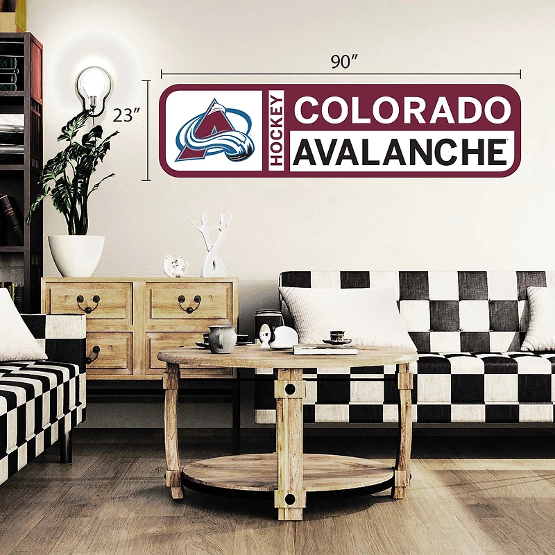 Avalanche du Colorado - 90'' x 23'' Sticker mural repositionnable avec logo d'équipe