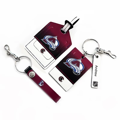Colorado Avalanche - Coffret cadeau trois pièces en cuir avec étiquette personnalisée
