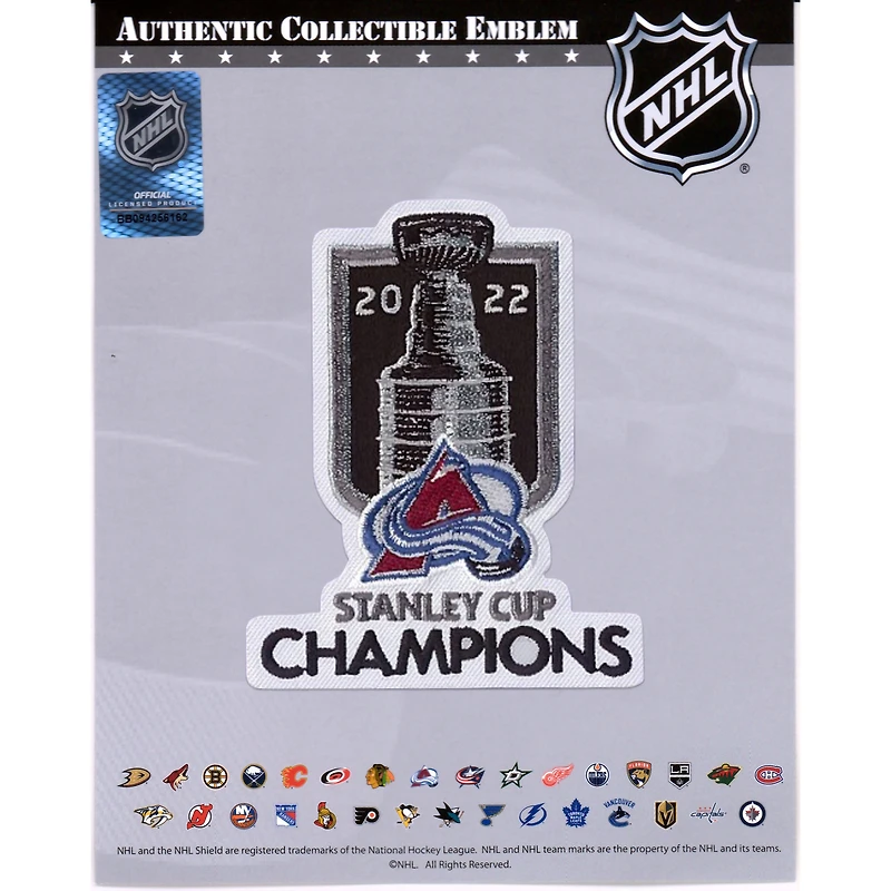 Écusson du maillot des champions de la Coupe Stanley 2022 de l'emblème national de l'Avalanche du Colorado
