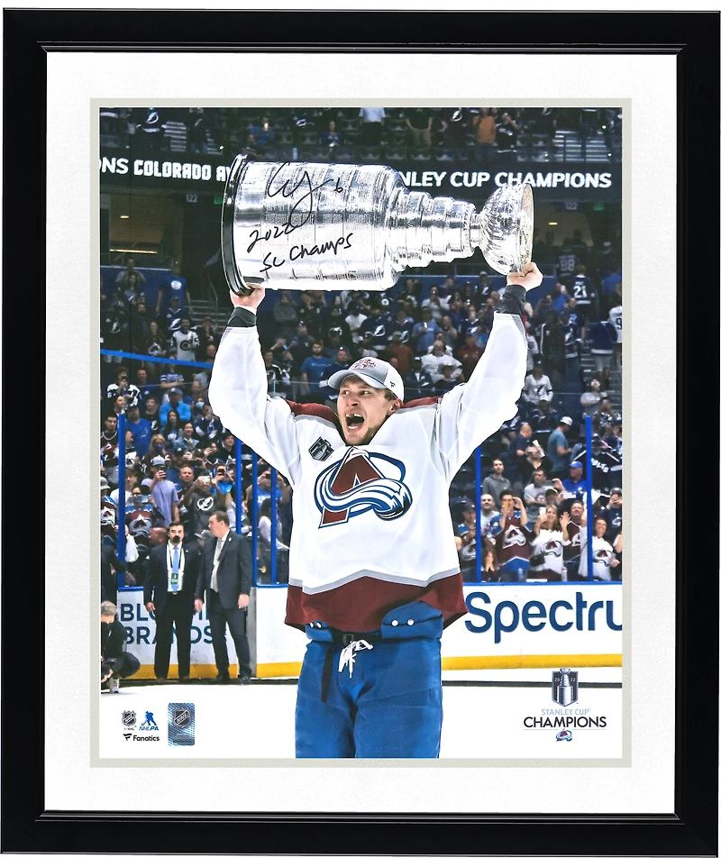 Erik Johnson Colorado Avalanche Autographed 2022 Stanley Cup Champions 16" x 20" Raising Cup Photograph with "2022 SC Champs" Inscription
