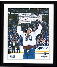 Erik Johnson Colorado Avalanche Autographed 2022 Stanley Cup Champions 16" x 20" Raising Cup Photograph with "2022 SC Champs" Inscription