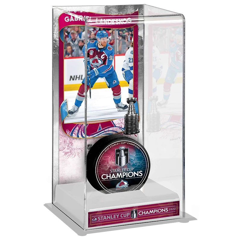 Gabriel Landeskog Colorado Avalanche 2022 Stanley Cup Champions Logo Deluxe Grand étui pour rondelle de hockey