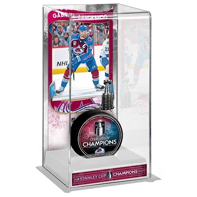 Gabriel Landeskog Colorado Avalanche 2022 Stanley Cup Champions Logo Deluxe Tall Hockey Puck Case