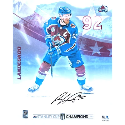 Gabriel Landeskog Colorado Avalanche Autographed 2022 Stanley Cup Champions 16" x 20" Mountain Panel Photograph