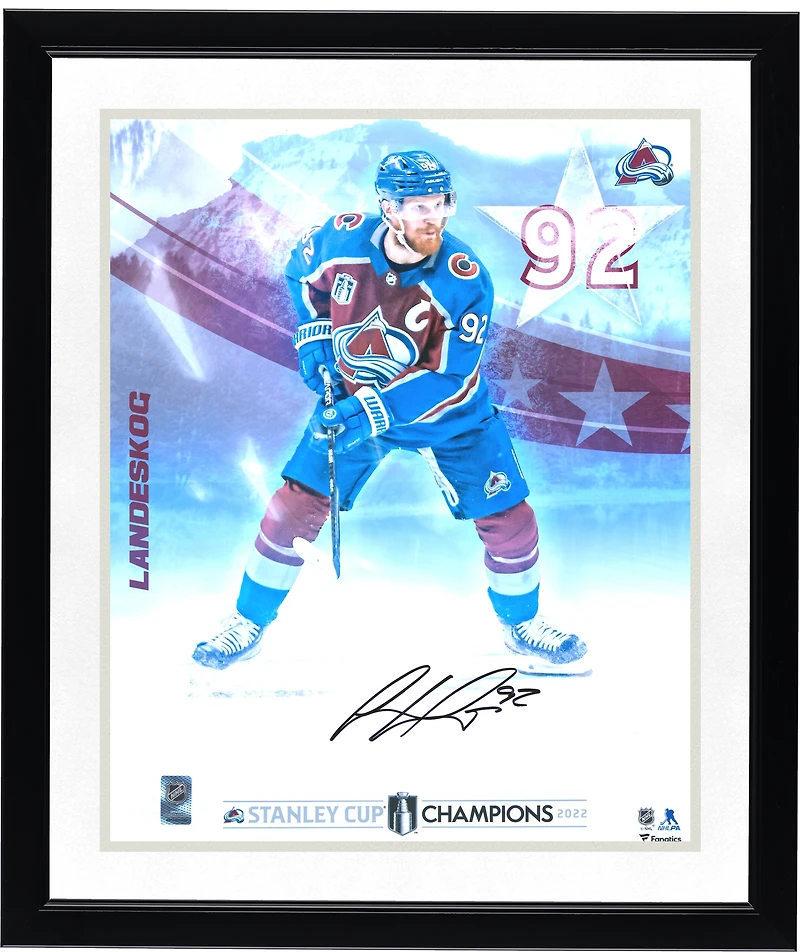 Gabriel Landeskog Colorado Avalanche Autographed 2022 Stanley Cup Champions 16" x 20" Mountain Panel Photograph