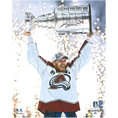Gabriel Landeskog Colorado Avalanche Autographed 2022 Stanley Cup Champions 16" x 20" Raising Cup Photograph with "2022 SC Champs" Inscription