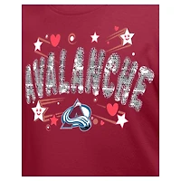 T-shirt à paillettes rouge foncé Colorado Avalanche Flip pour fille New Era Youth