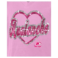 T-shirt à col en V sequins rose Colorado Avalanche Flip pour fille New Era
