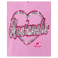 T-shirt à col en V sequins rose Colorado Avalanche Flip pour fille New Era