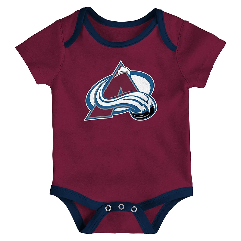 Ensemble de trois bodies pour bébé Colorado Avalanche Loyal Buddies
