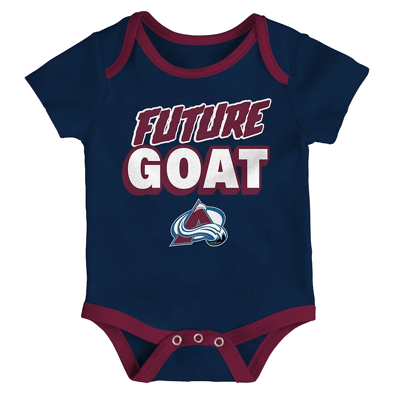 Ensemble de trois bodies pour bébé Colorado Avalanche Loyal Buddies