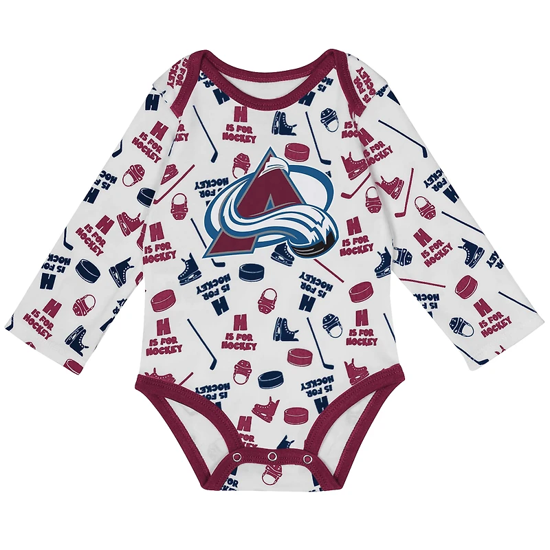 Body à manches longues pour bébé Colorado Avalanche Quick Learn blanc