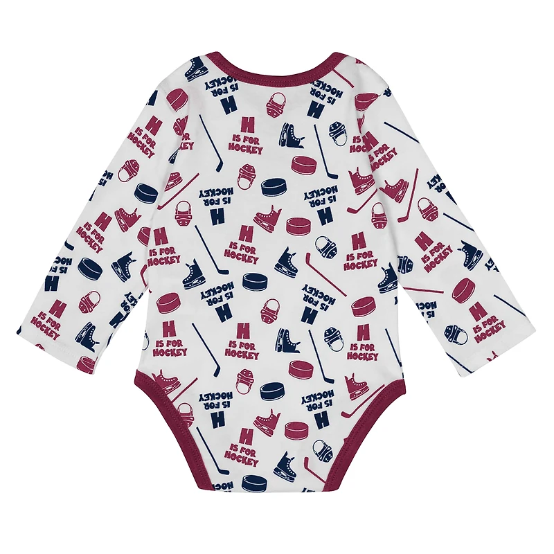Body à manches longues pour bébé Colorado Avalanche Quick Learn blanc