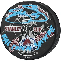 Joe Sakic Colorado Avalanche Autographed 1996 Stanley Cup Champions Hockey Puck with "1996 Conn Smythe" Inscription