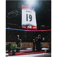 Joe Sakic Colorado Avalanche Autographed 8" x 10" Jersey Retirement Ceremony Photograph