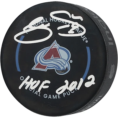 Joe Sakic Colorado Avalanche Autographed Official Game Puck with "HOF 2012" Inscription