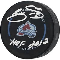 Joe Sakic Colorado Avalanche Autographed Official Game Puck with "HOF 2012" Inscription