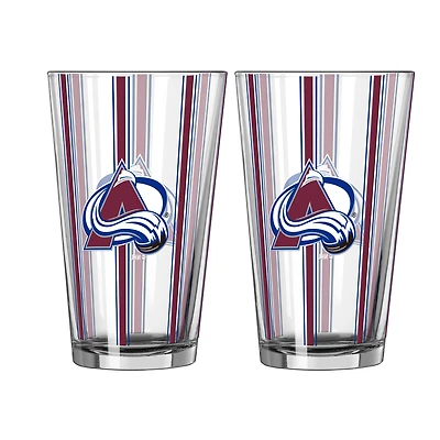 Logo Brands Colorado Avalanche Two-Piece 16oz. Striped Pint Glass Set
