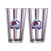 Logo Brands Colorado Avalanche Two-Piece 16oz. Striped Pint Glass Set