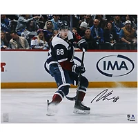 Martin Necas Colorado Avalanche Autographed 16" x 20" Navy Alternate Jersey Stopping Photograph 