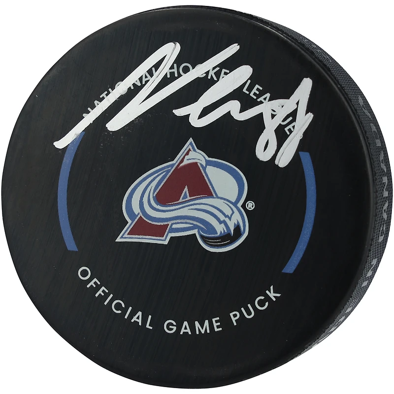 Rondelle de match officielle autographiée par Martin Necas Colorado Avalanche