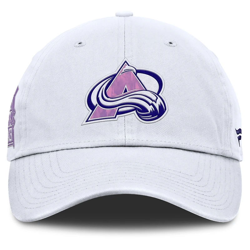 Men's Fanatics  White Colorado Avalanche Authentic Pro Hockey Fights Cancer Adjustable Hat