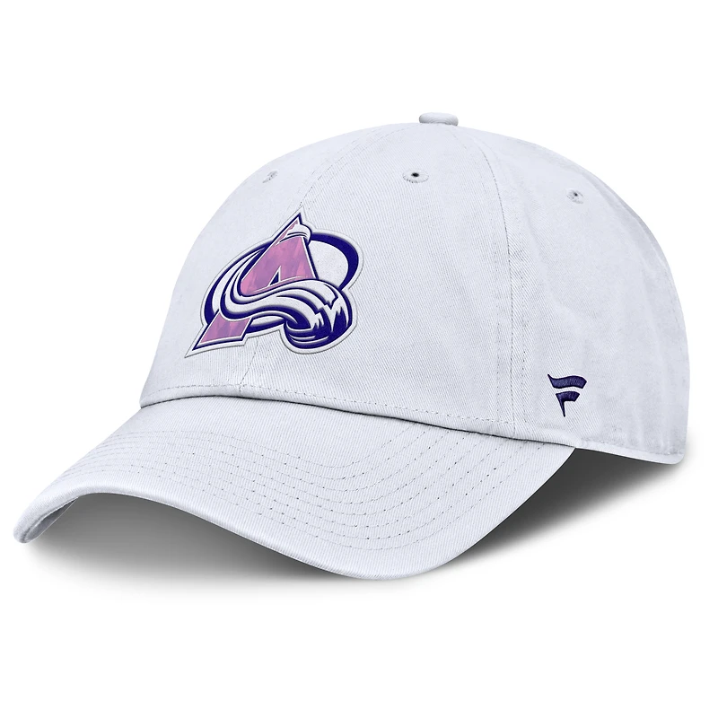 Men's Fanatics  White Colorado Avalanche Authentic Pro Hockey Fights Cancer Adjustable Hat