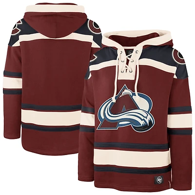 Sweat à capuche en polaire lacets de qualité supérieure Colorado Avalanche 47 Bordeaux pour hommes grande taille