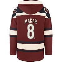 Men's '47 Cale Makar Burgundy Colorado Avalanche Player Name & Number Lacer Pullover Hoodie