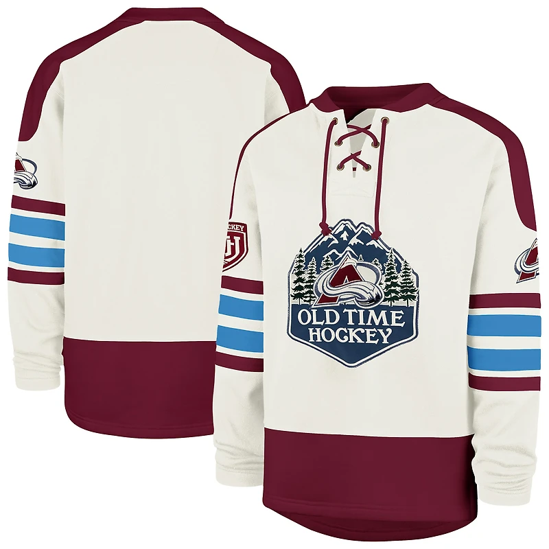 Men's '47 Cream Colorado Avalanche Pond Hockey Trio Eternal Lacer Sweatshirt