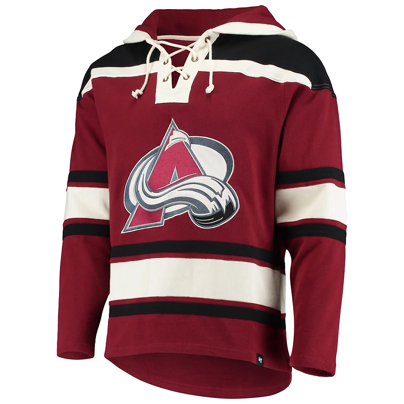 Men's '47 Nathan MacKinnon Burgundy Colorado Avalanche Player Name & Number Lacer Pullover Hoodie