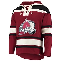 Men's '47 Nathan MacKinnon Burgundy Colorado Avalanche Player Name & Number Lacer Pullover Hoodie