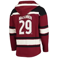 Chandail à capuchon pour homme '47 Nathan MacKinnon Burgundy Colorado Avalanche Player Name & Number Lacer
