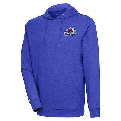 Men's Antigua Heather Royal Colorado Avalanche Action Chenille Pullover Hoodie