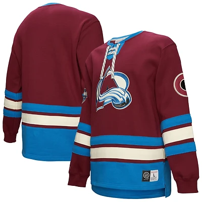 Men's Burgundy Colorado Avalanche Heritage Lace-Up Pullover Sweatshirt